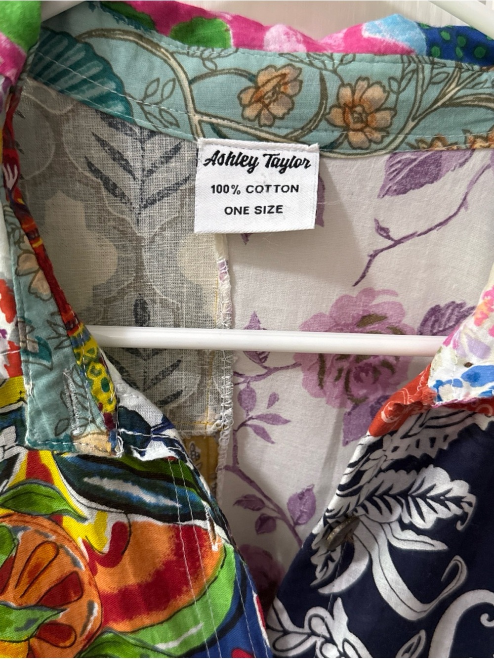 Ashley Taylor patchwork shirt dress 100% cotton boho long sleeve women’s summer - Picture 3 of 10